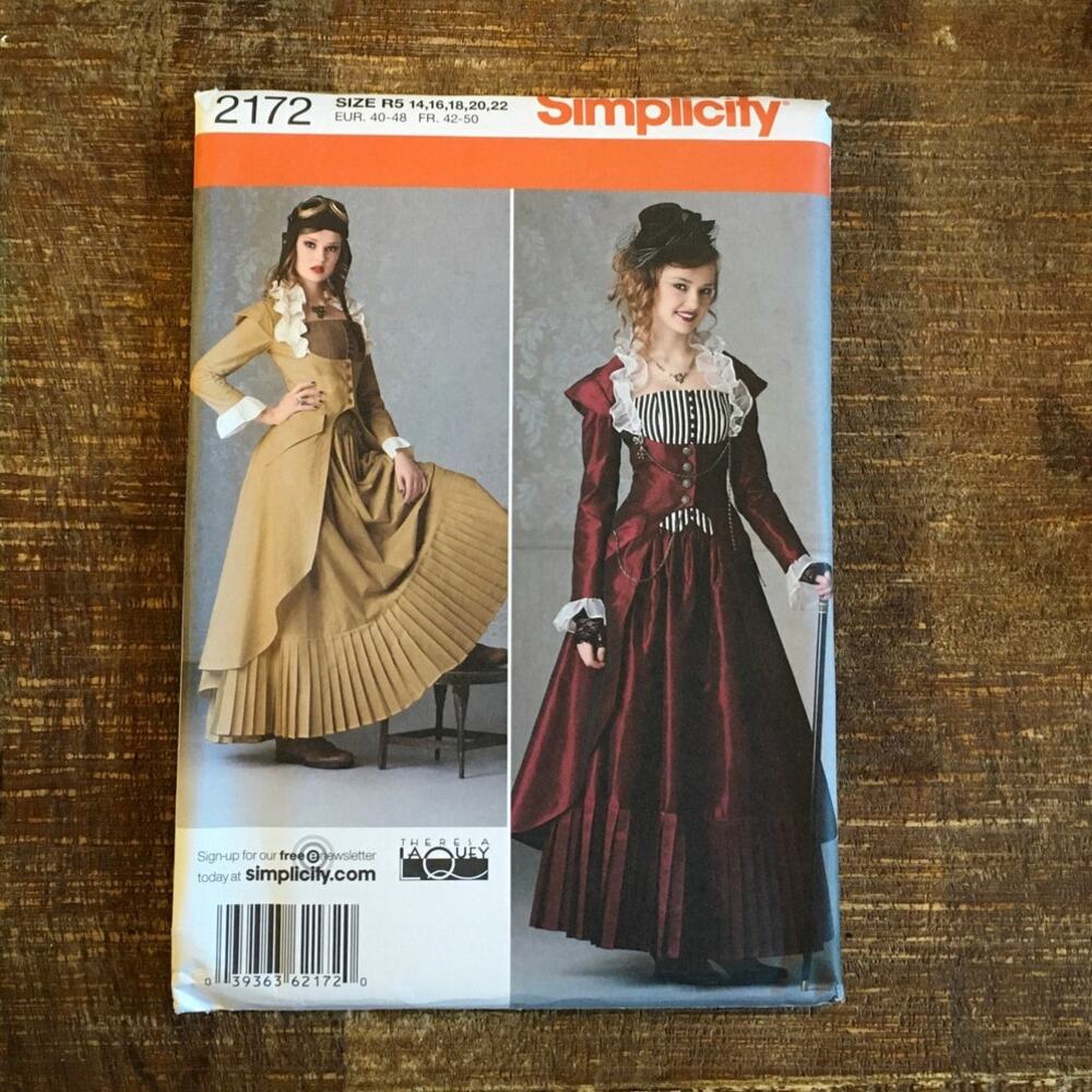 Simplicity Sewing Pattern 2172 Victorian Costume Skirt Bustier Coat 14-22 UNCUT